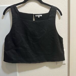 Black reformation linen cropped tank